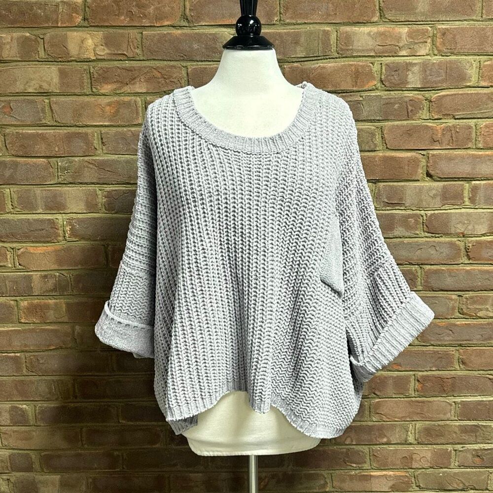 POL Women’s Gray Cable Knit Chunky Sweater Sz M New